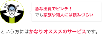 急な出費でピンチ！
でも家族や知人には頼みづらい